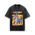 Cotton acid wash oversized t-shirt with Dire Wolf print