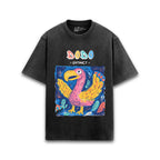Cotton acid wash oversized t-shirt with Dodo print