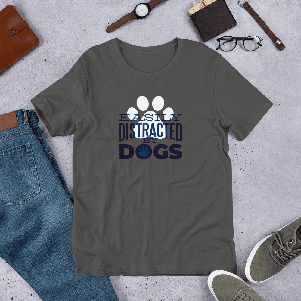 Easily Distracted by Dogs Half Sleeve T-Shirt — Charcoal