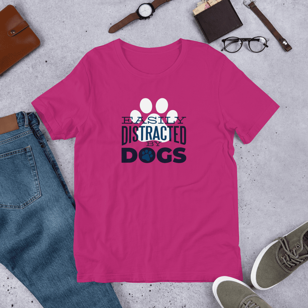 Easily Distracted by Dogs Half Sleeve T-Shirt — Pink