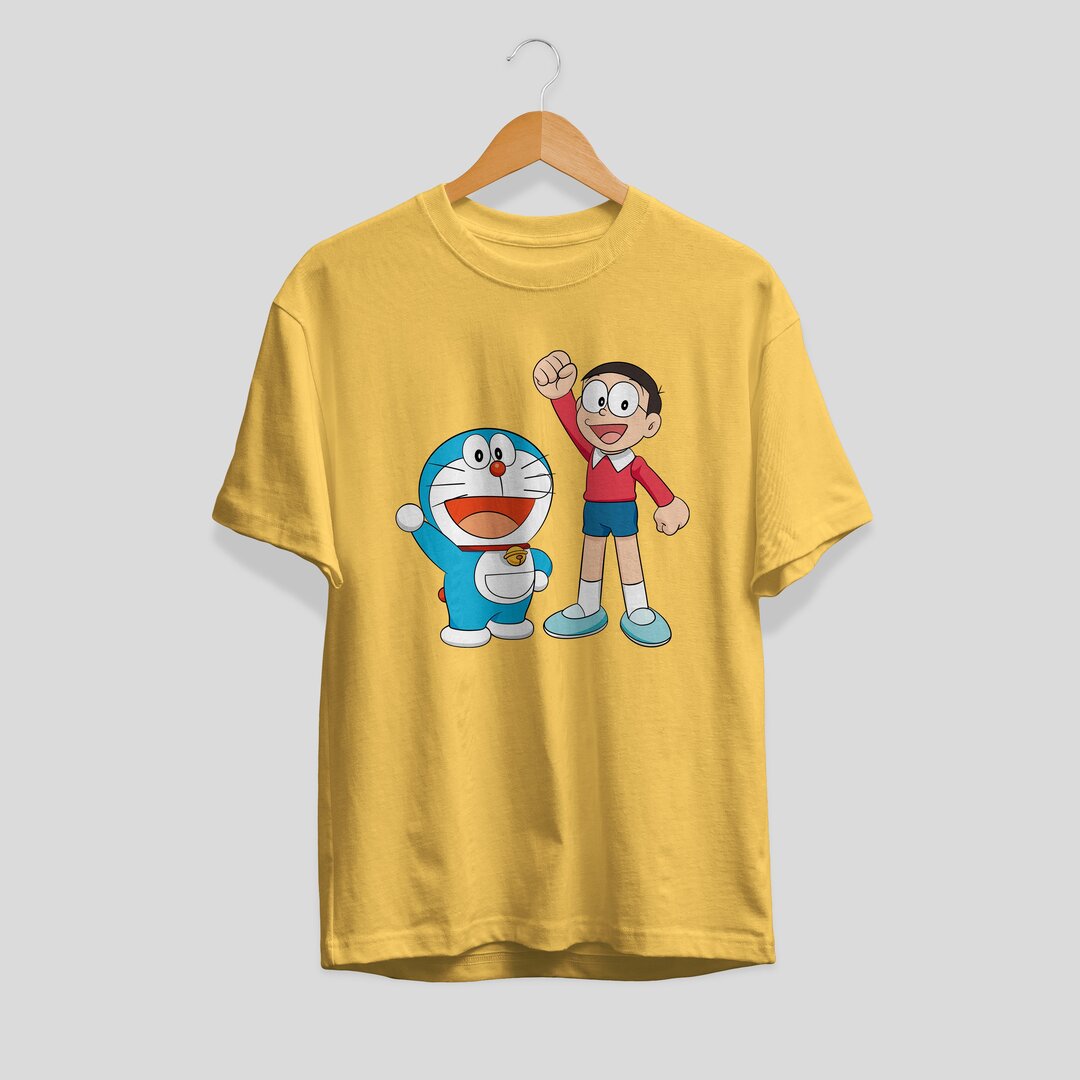 Doraemon & Nobita Unisex Half Sleeve T-Shirt — Yellow