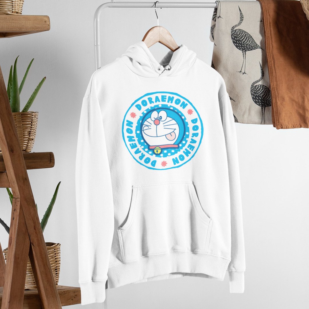 Doraemon Unisex Hooded Sweatshirt — White