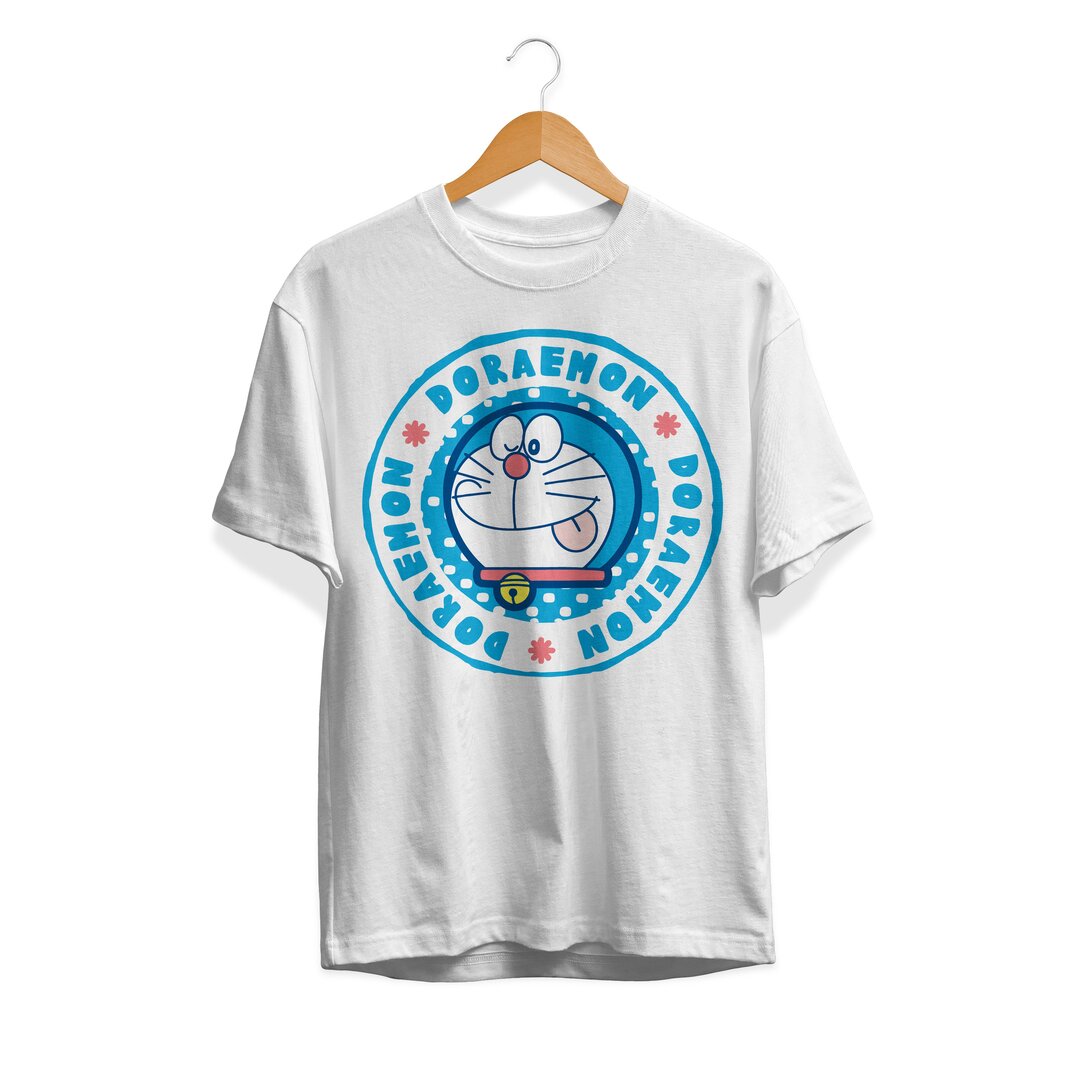 Doraemon Unisex Half Sleeve T-Shirt — White