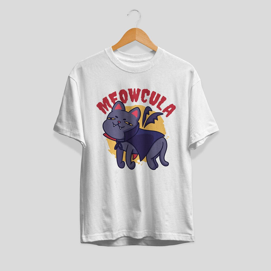 Dracula cat Unisex Half Sleeve T-Shirt — White