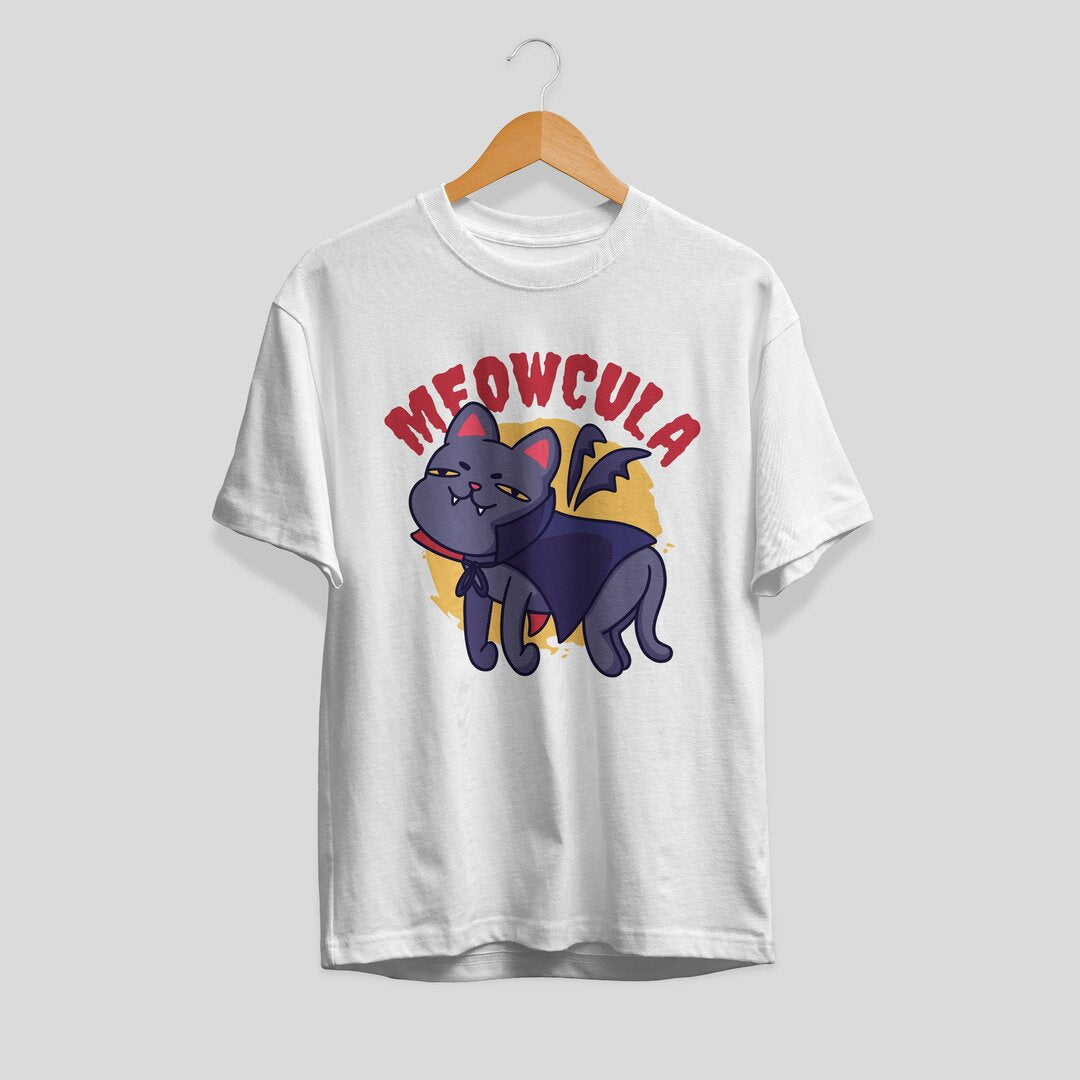 Dracula cat Unisex Half Sleeve T-Shirt — White