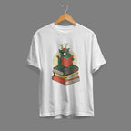 Dragon On Books Unisex Half Sleeve T-Shirt — White