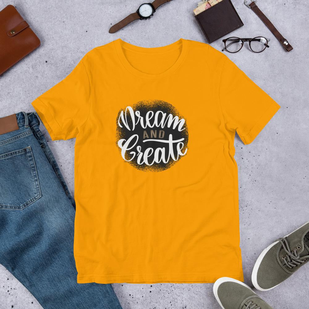 Dream & Create Half Sleeve T-Shirt — Gold