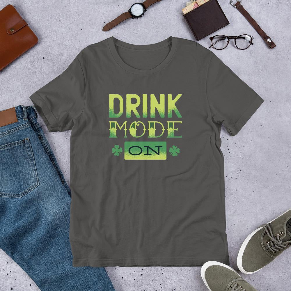 Drink Mode On Half Sleeve T-Shirt — Charcoal