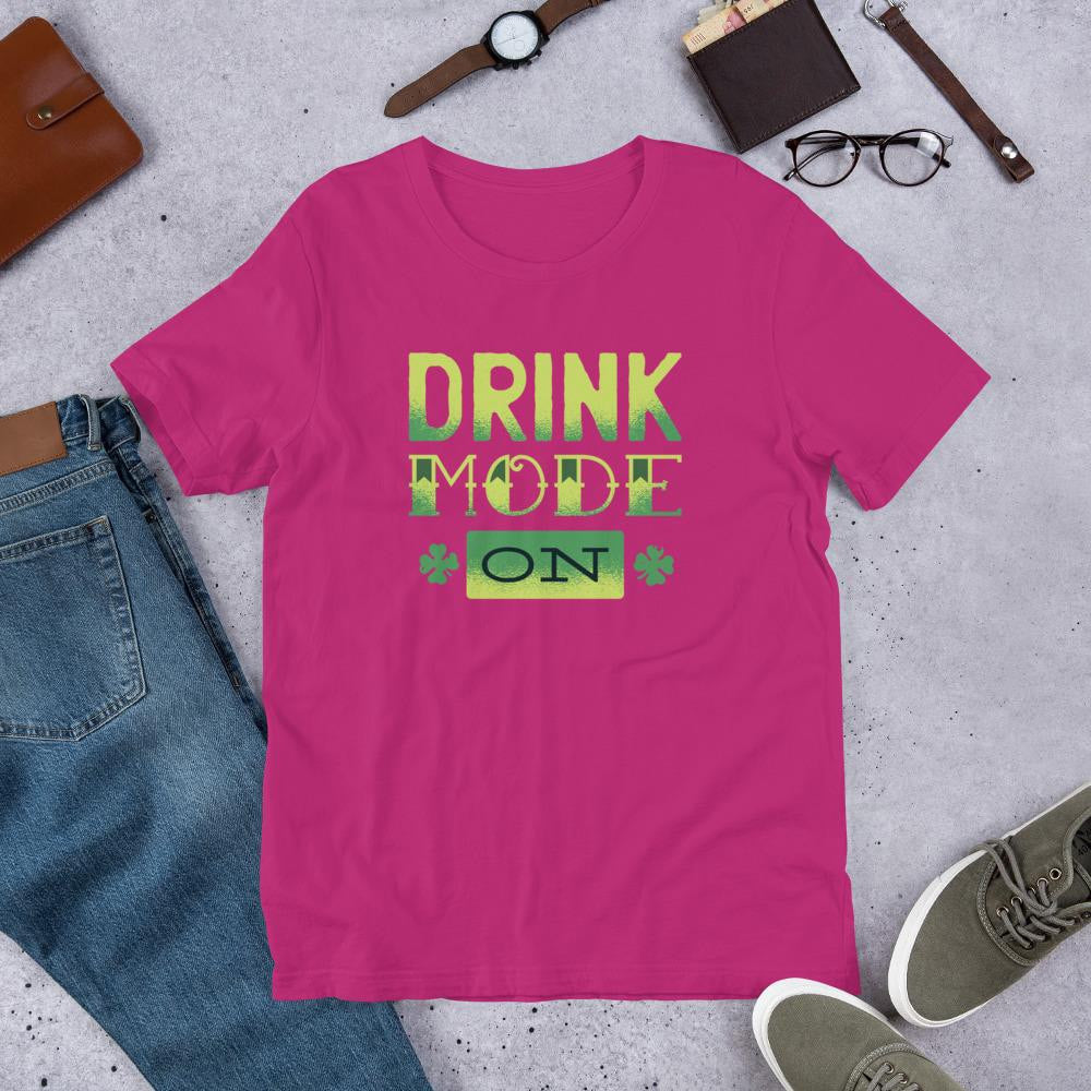Drink Mode On Half Sleeve T-Shirt — pink