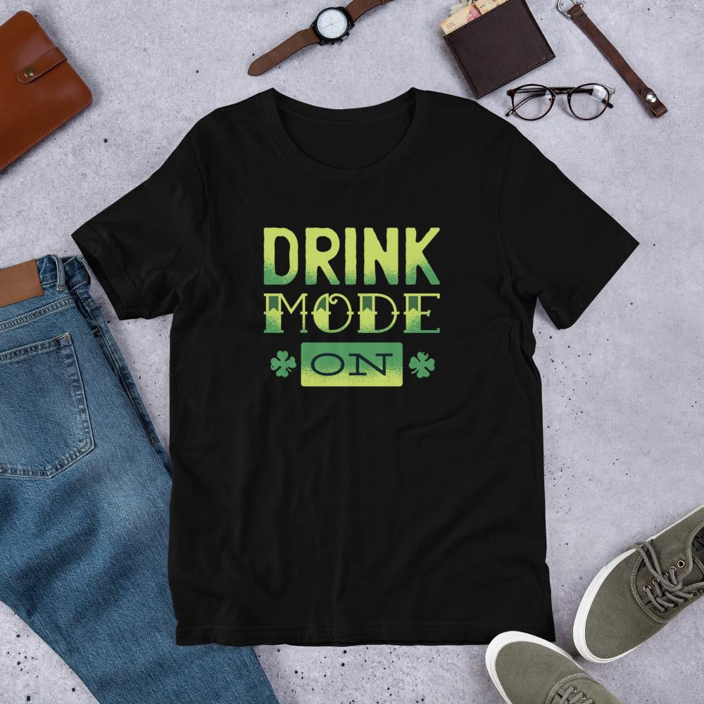 Drink Mode On Half Sleeve T-Shirt — Black