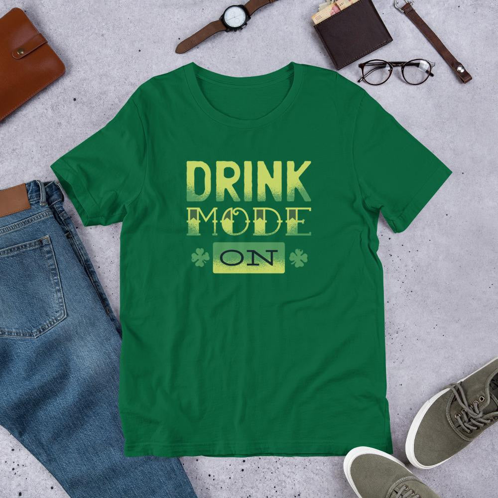 Drink Mode On Half Sleeve T-Shirt — Green