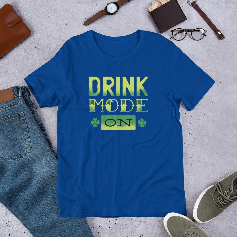 Drink Mode On Half Sleeve T-Shirt — Blue