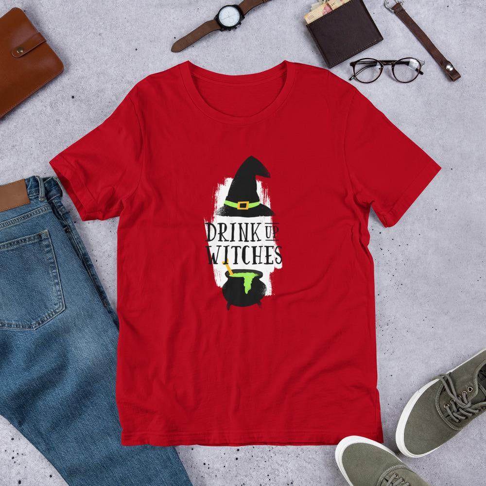 Drink Up Witches Half Sleeve T-Shirt — Red