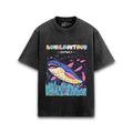Cotton acid wash oversized t-shirt with Dunkleosteus print
