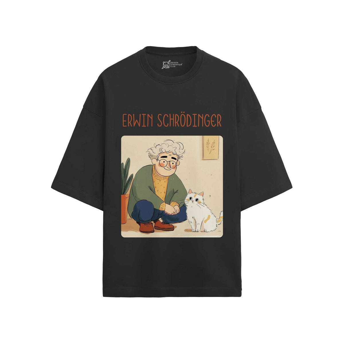 Erwin Schrödinger Oversized French Terry T-Shirt — black-2