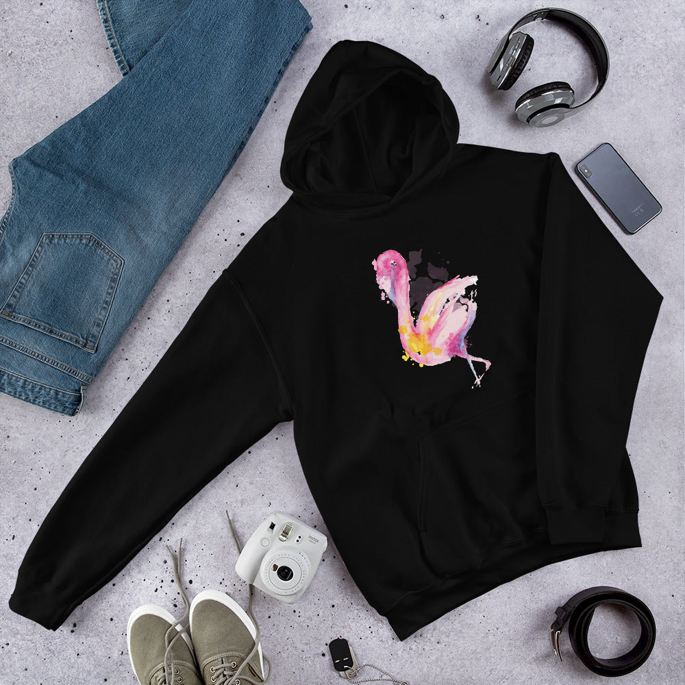 Flamingo Watercolor graphic hoodie – Fourth Dimension Club