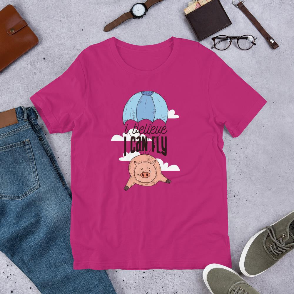 Flying Pig Half Sleeve T-Shirt — Pink