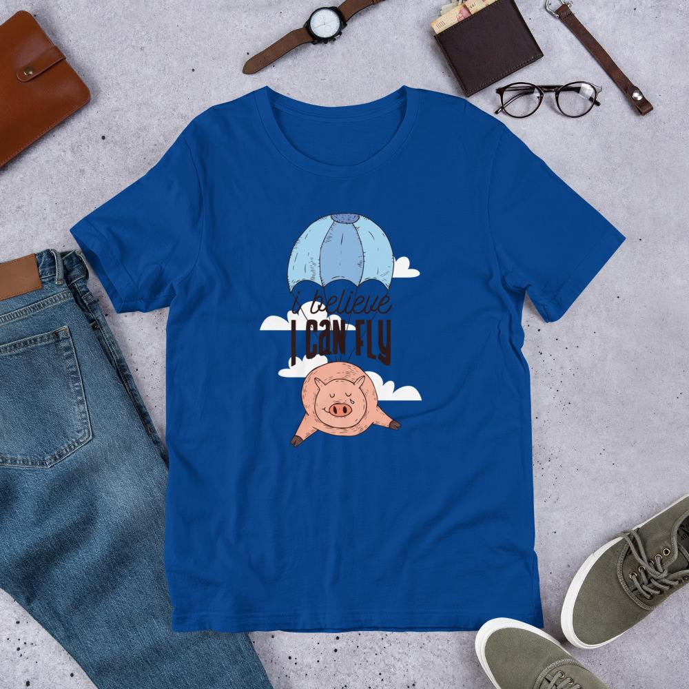 Flying Pig Half Sleeve T-Shirt — Blue