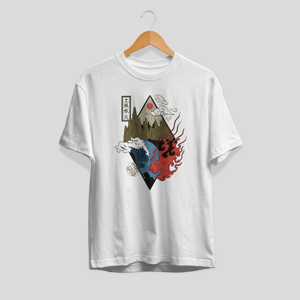 Four Elements Unisex Half Sleeve T-Shirt — White