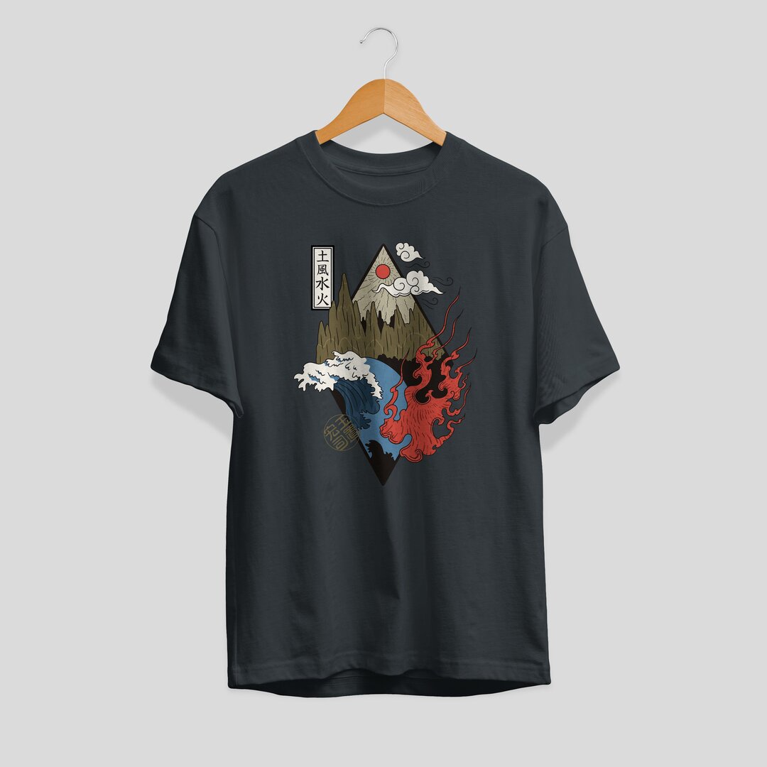 Four Elements Unisex Half Sleeve T-Shirt — Steel Grey