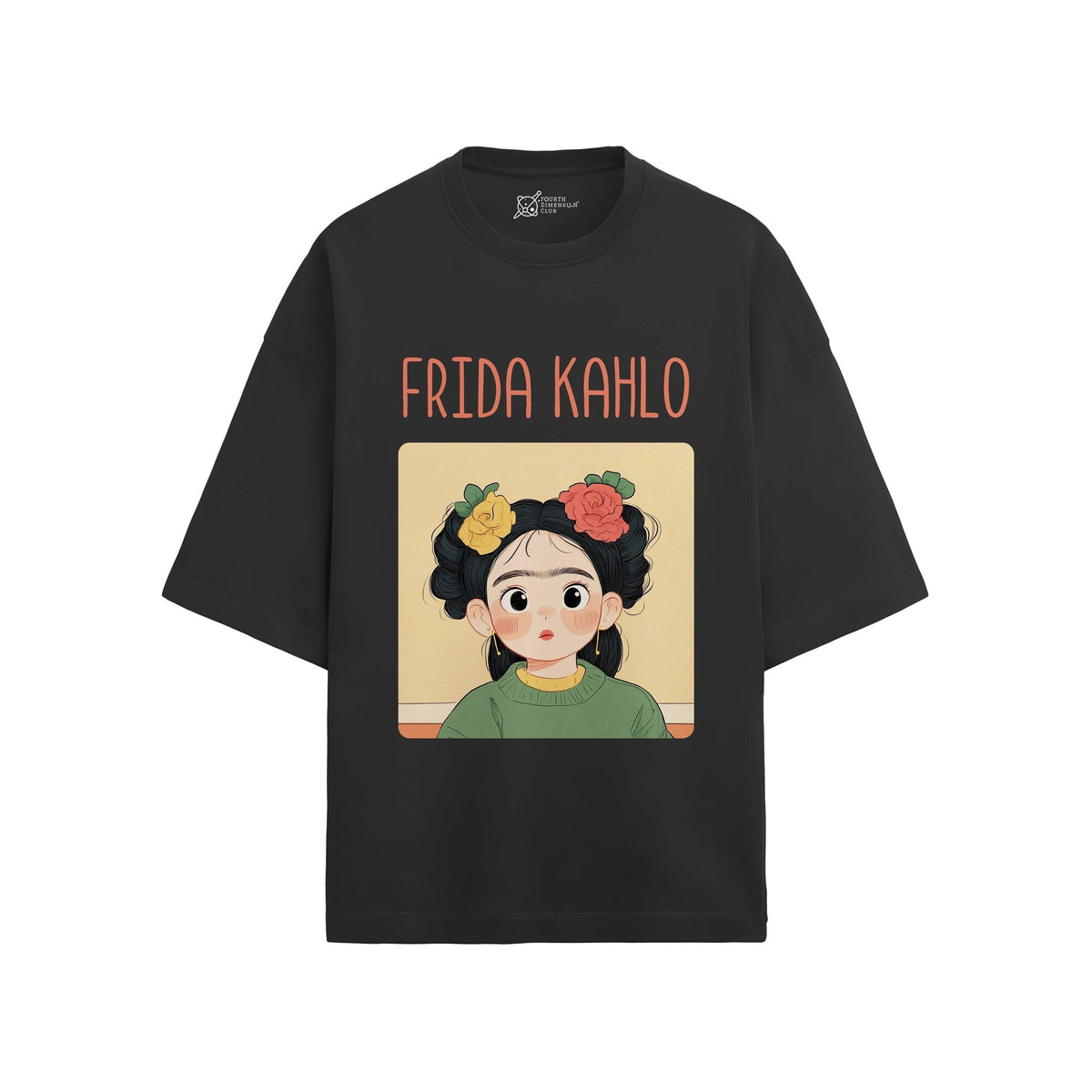 Frida Kahlo Oversized French Terry T-Shirt — black-2