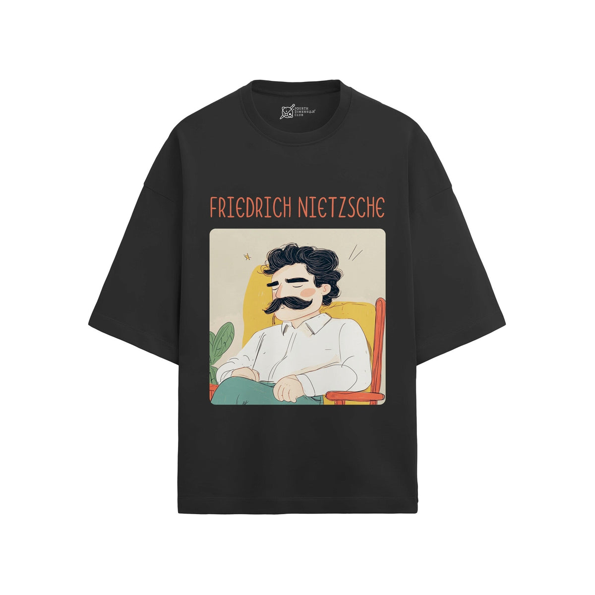 Friedrich Nietzsche Oversized French Terry T-Shirt — black-2