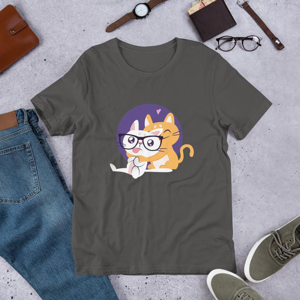 Nerd Cat Half Sleeve T-Shirt