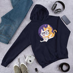 Nerd Cat Unisex Hooded Sweatshirt — Navy