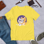 Nerd Cat Half Sleeve T-Shirt — Yellow