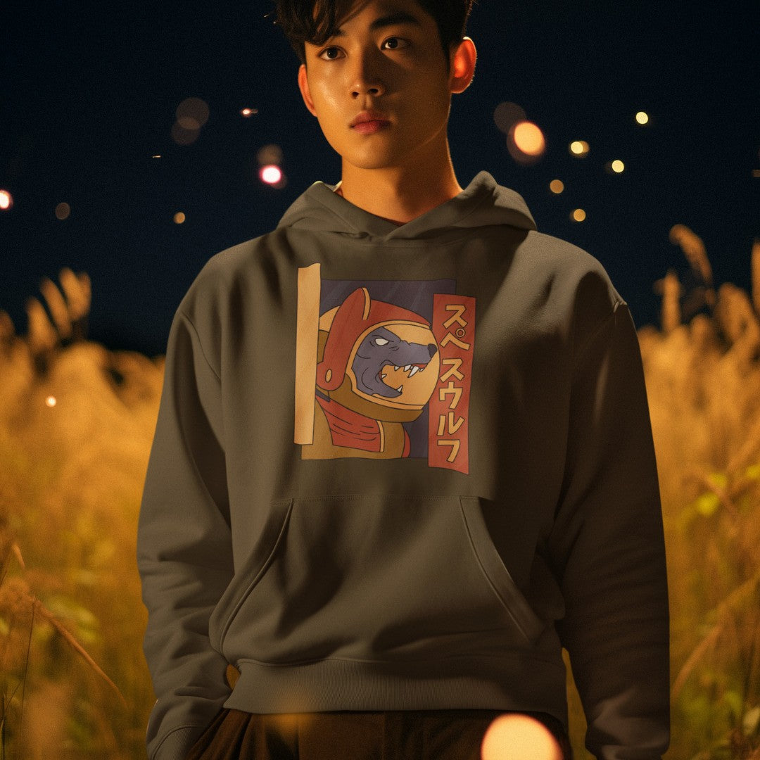 Cotton hoodie with Galactic Canine Quest print
