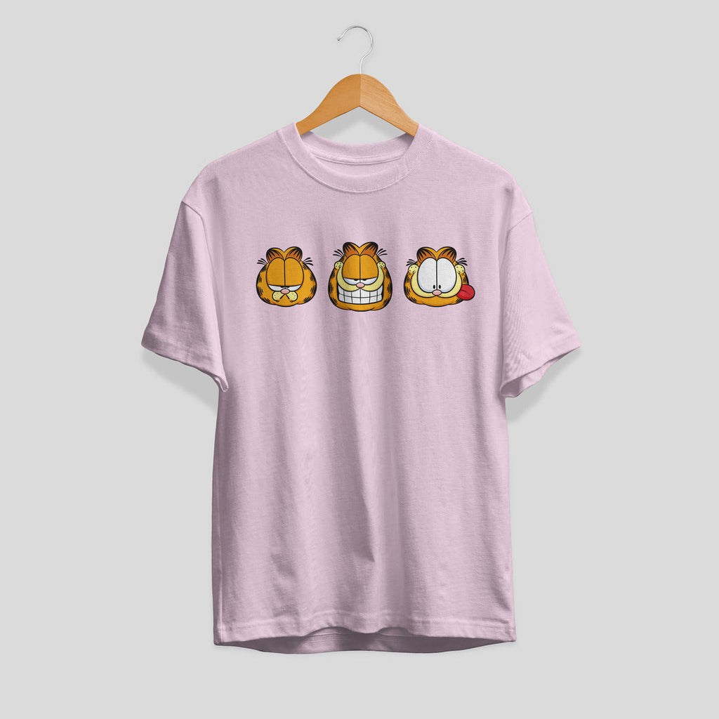 Garfield Faces Unisex Half Sleeve T-Shirt — Light Pink