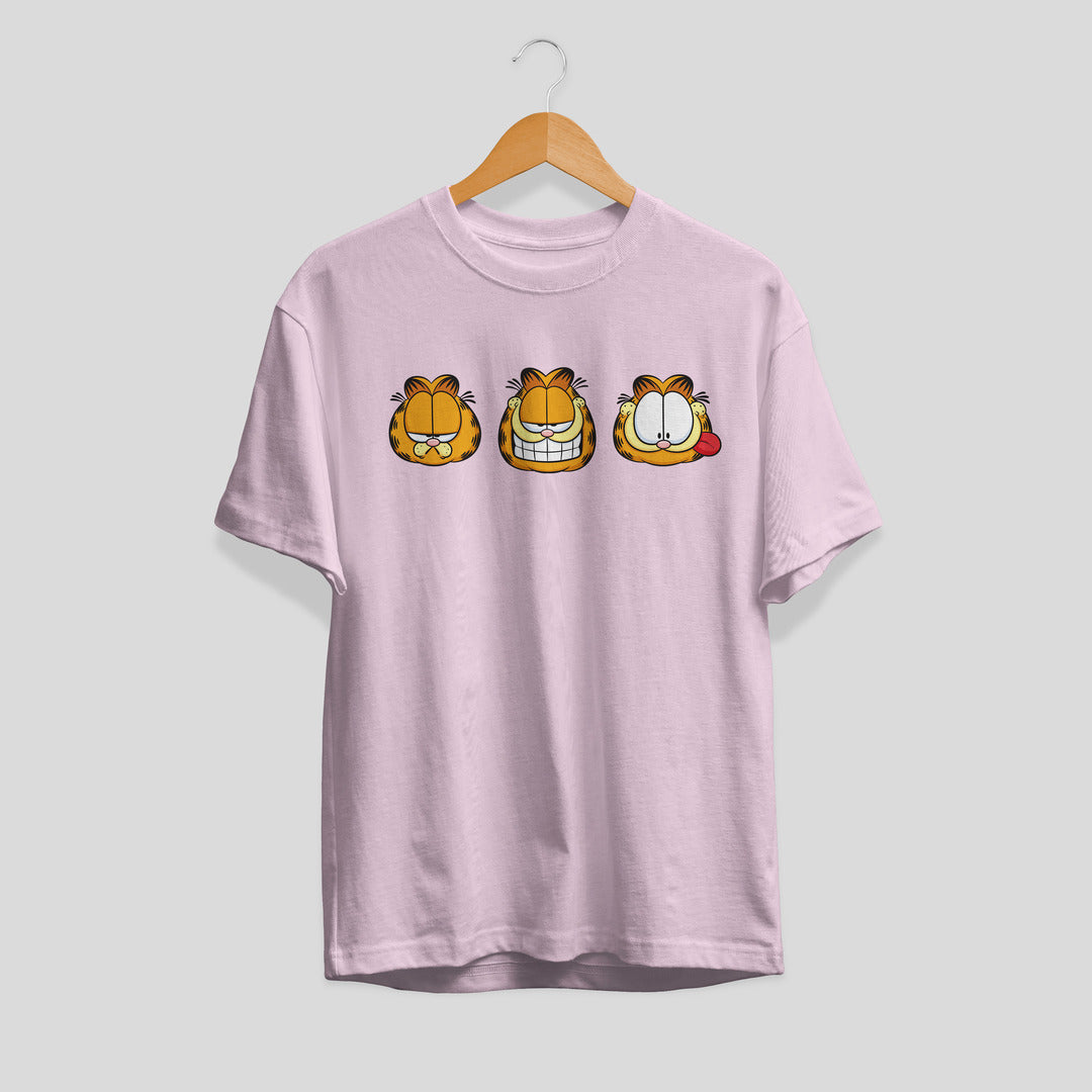 Garfield Faces Unisex Half Sleeve T-Shirt — Light Pink