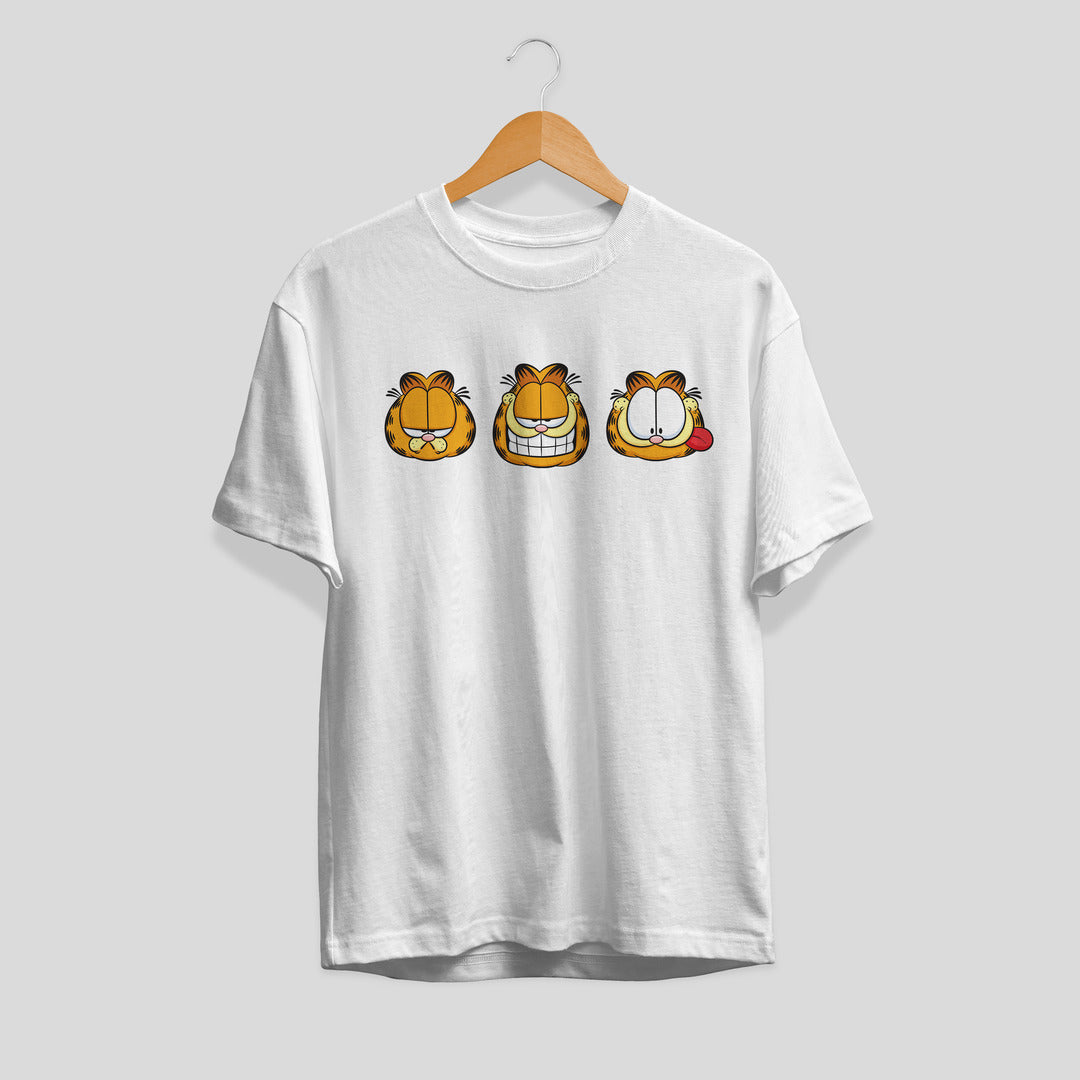 Garfield Faces Unisex Half Sleeve T-Shirt — White