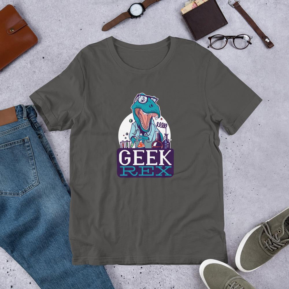 Geek Rex graphic tee front graphic – Fourth Dimension Club