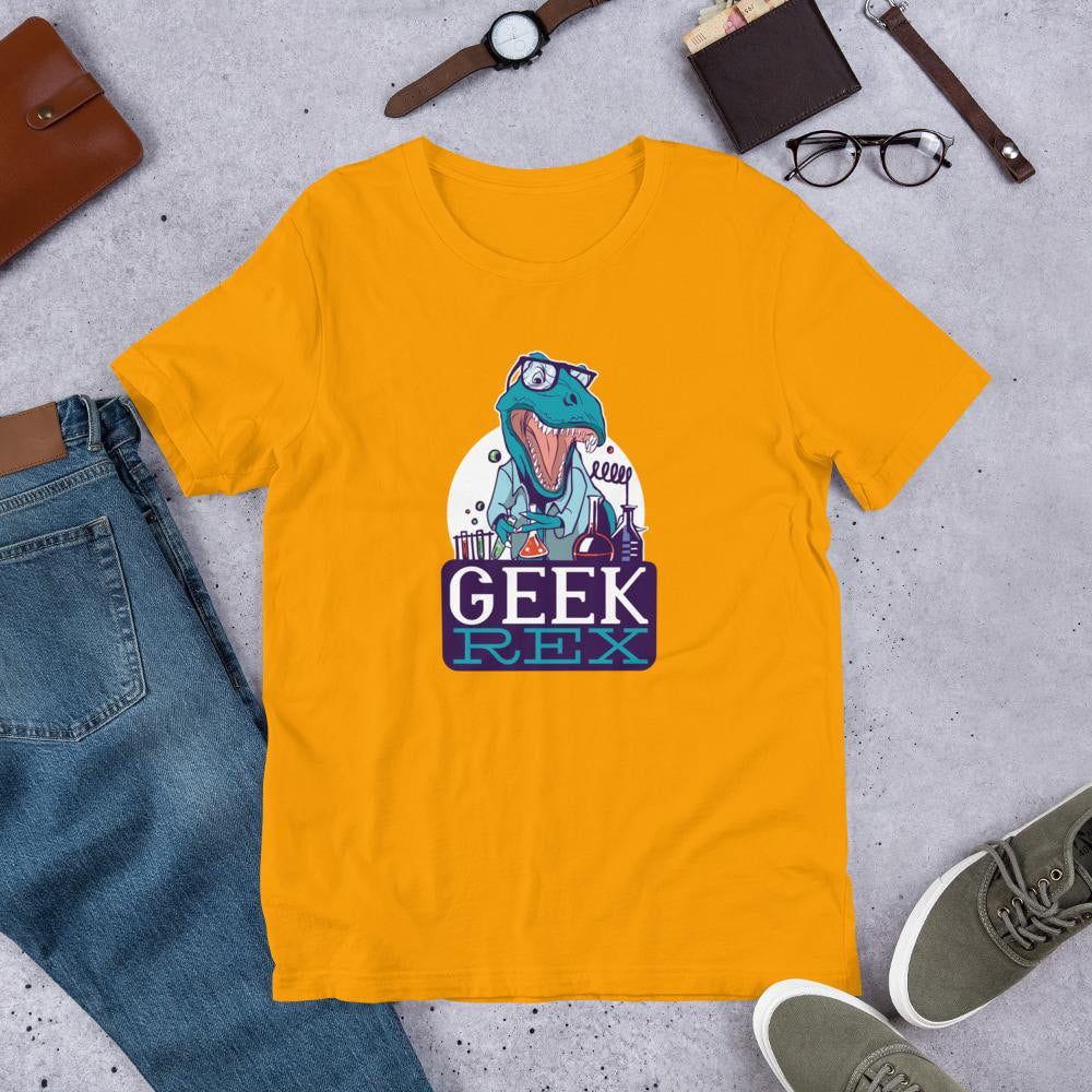 Geek Rex Half Sleeve T-Shirt — Gold