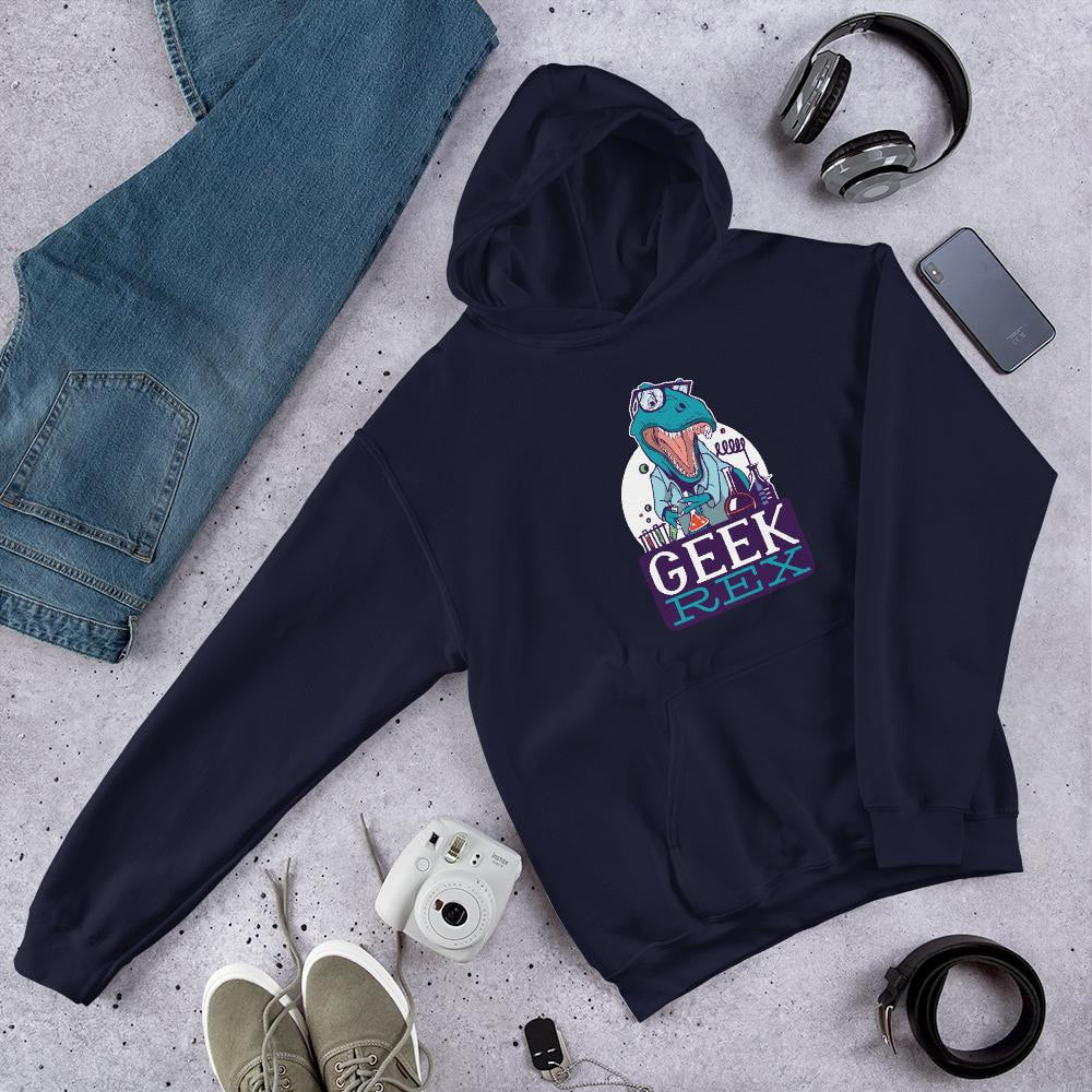 Geek Rex Unisex Hooded Sweatshirt — Navy