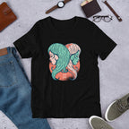 Gemini Zodiac Half Sleeve T-Shirt — Black