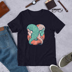 Gemini Zodiac Half Sleeve T-Shirt — Navy