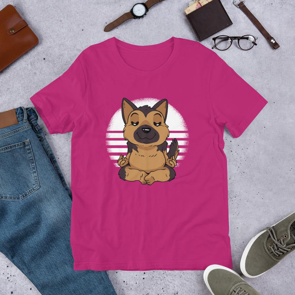 German Shepard Yoga Half Sleeve T-Shirt — Pink