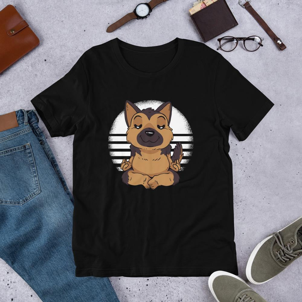 German Shepard Yoga Half Sleeve T-Shirt — Black