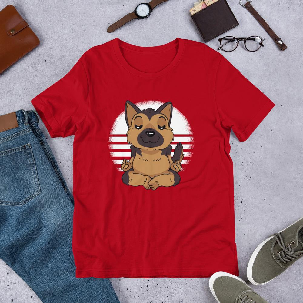 German Shepard Yoga Half Sleeve T-Shirt — Red