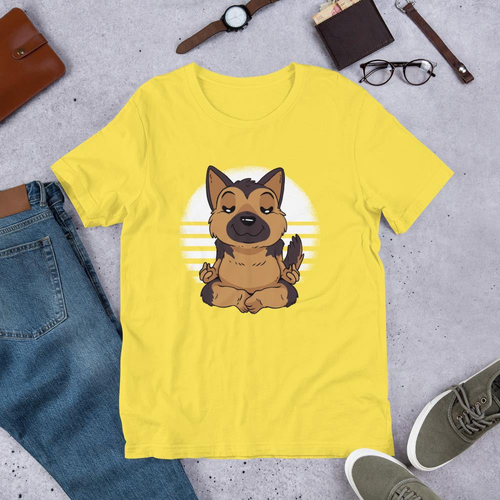 German Shepard Yoga Half Sleeve T-Shirt — Yellow