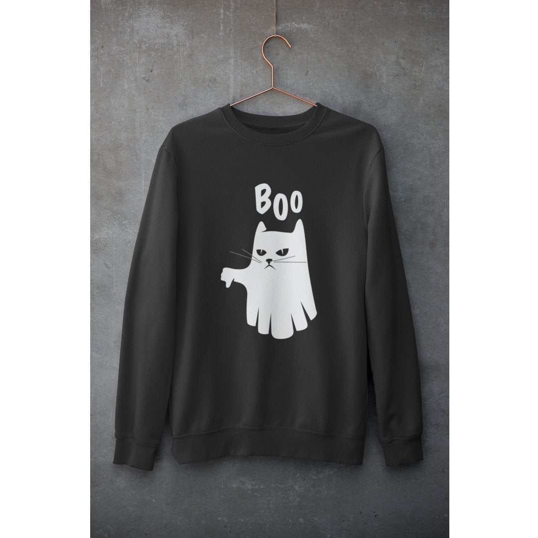 Ghost Cat Unisex Sweatshirt — Black