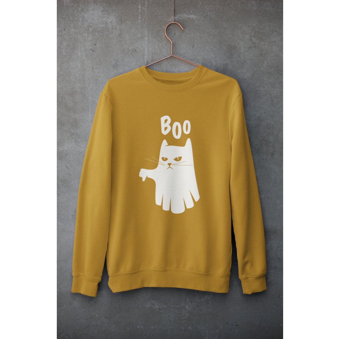 Ghost Cat Unisex Sweatshirt — Mustard