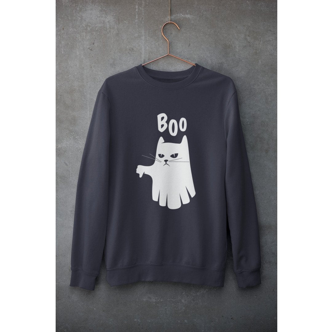 Ghost Cat Unisex Sweatshirt — Navy