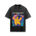 Cotton acid wash oversized t-shirt with Giant Ground Sloth print
