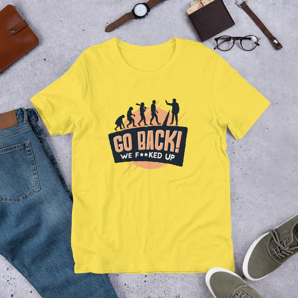 Go Back Half Sleeve T-Shirt — Yellow