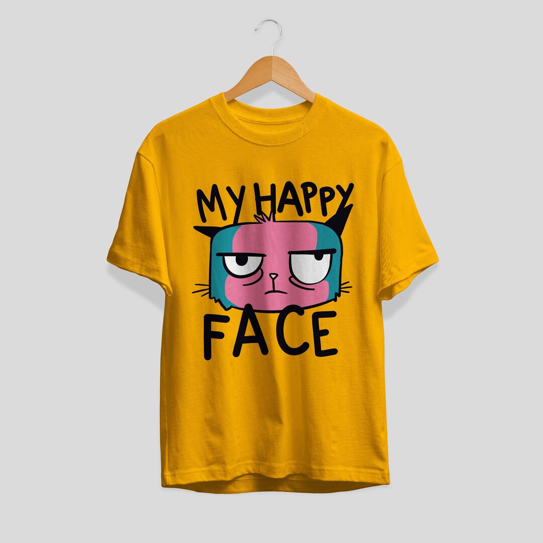 Grumpy Cat Half Sleeve T-Shirt — Golden Yellow