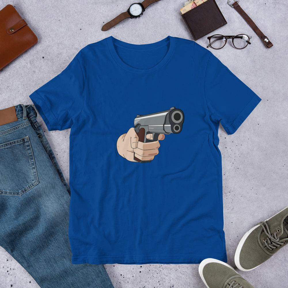 Hand Gun Half Sleeve T-Shirt — Blue