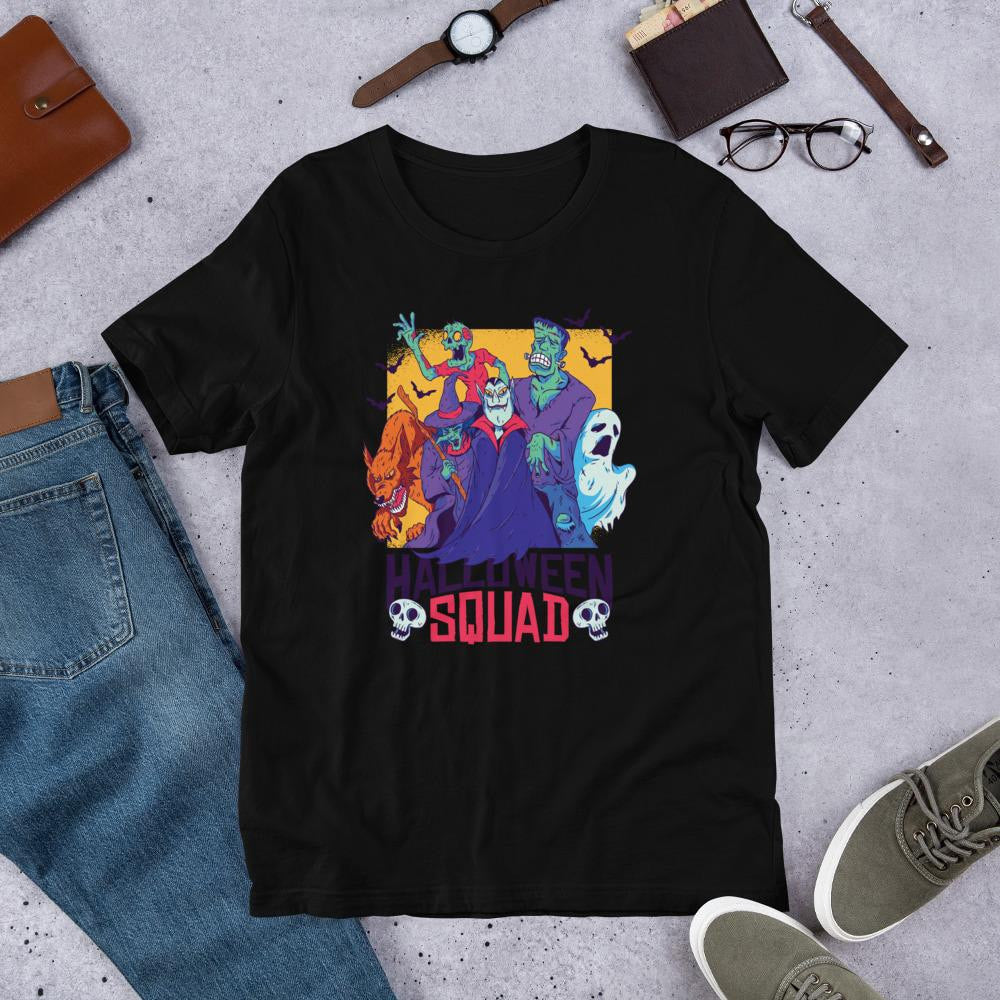 Halloween Squad Half Sleeve T-Shirt — Black